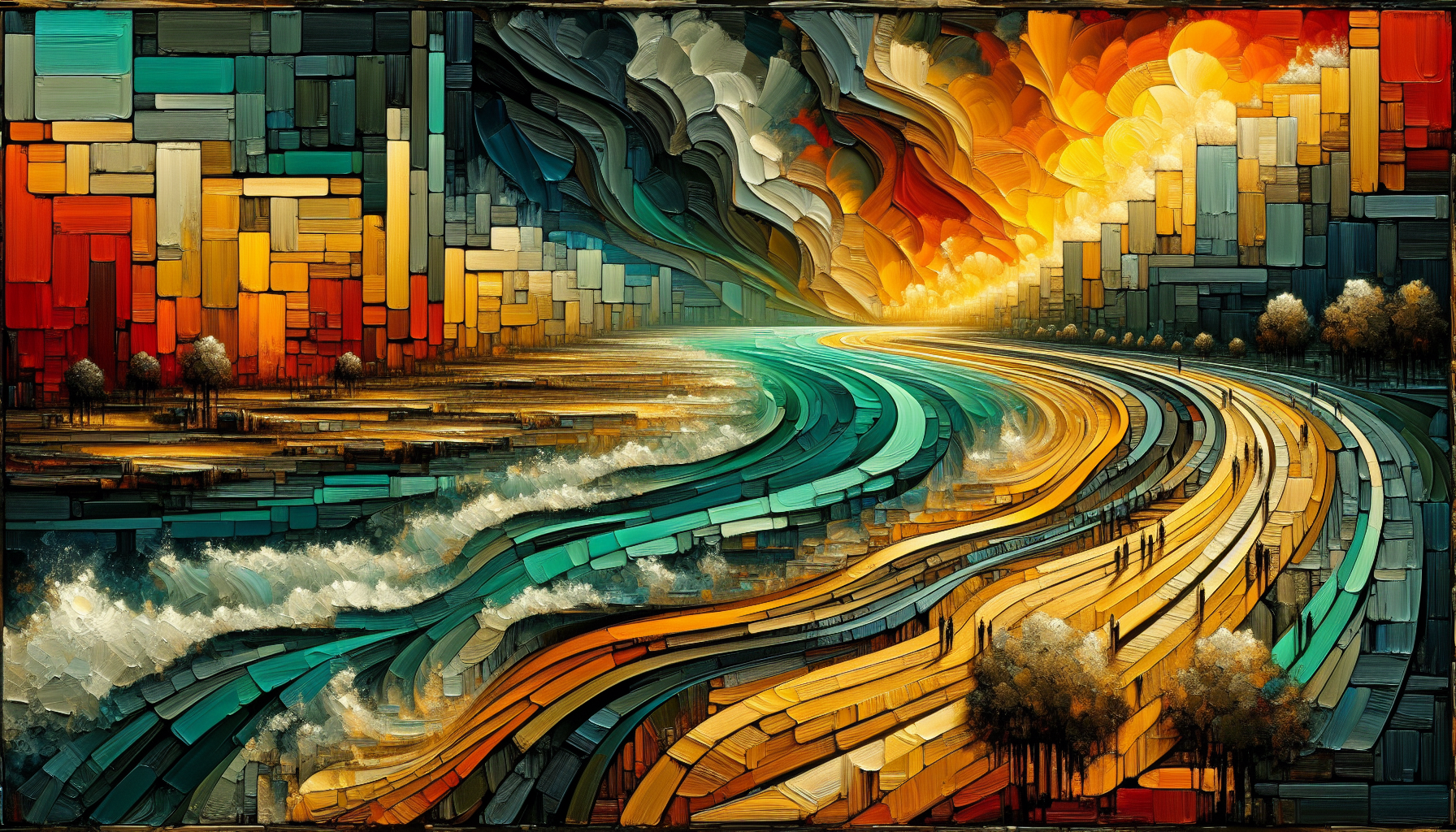 Abstract artwork reflecting today's tense mood