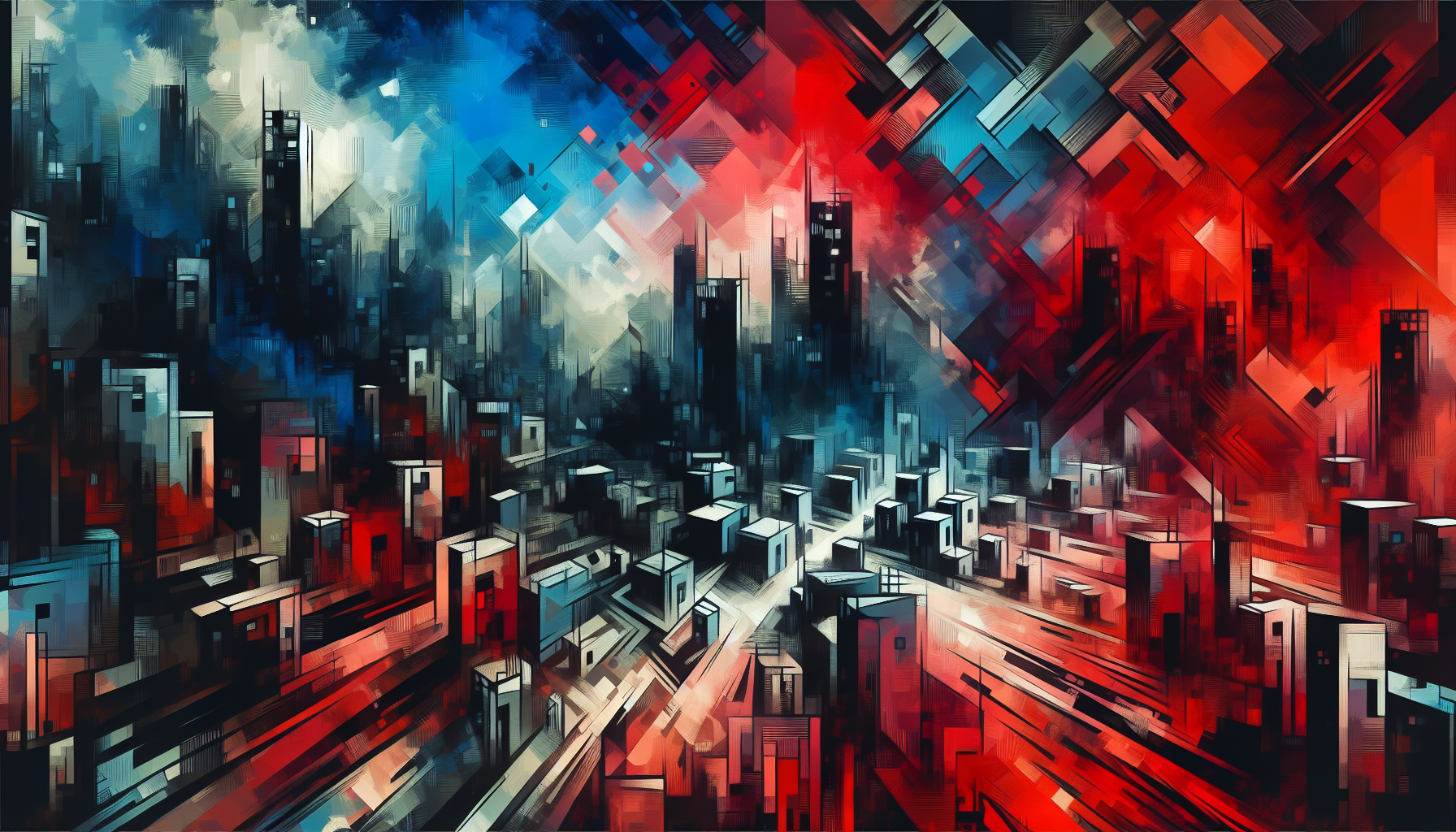 Abstract artwork reflecting today's tense mood