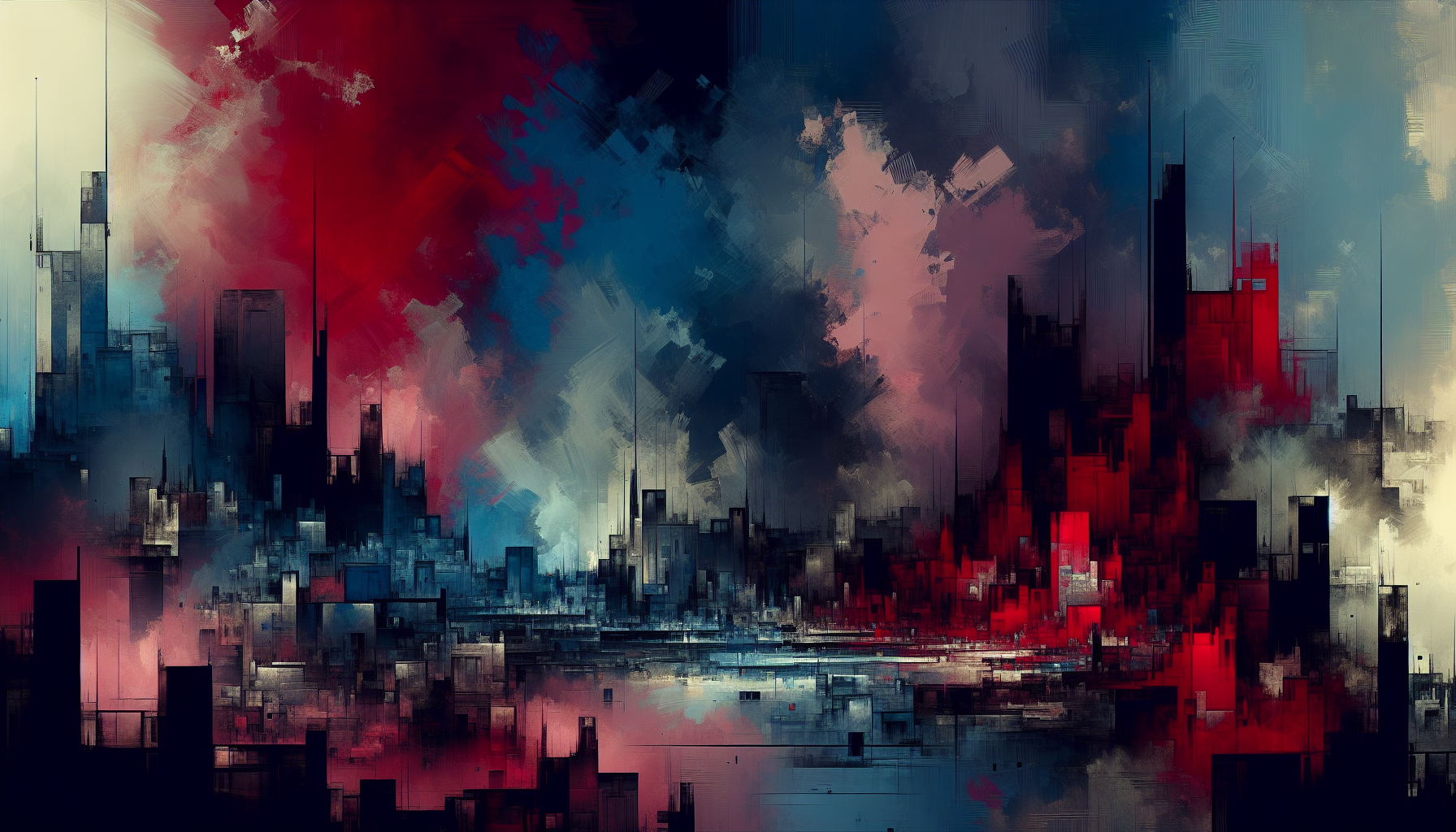 Abstract artwork reflecting today's tense mood