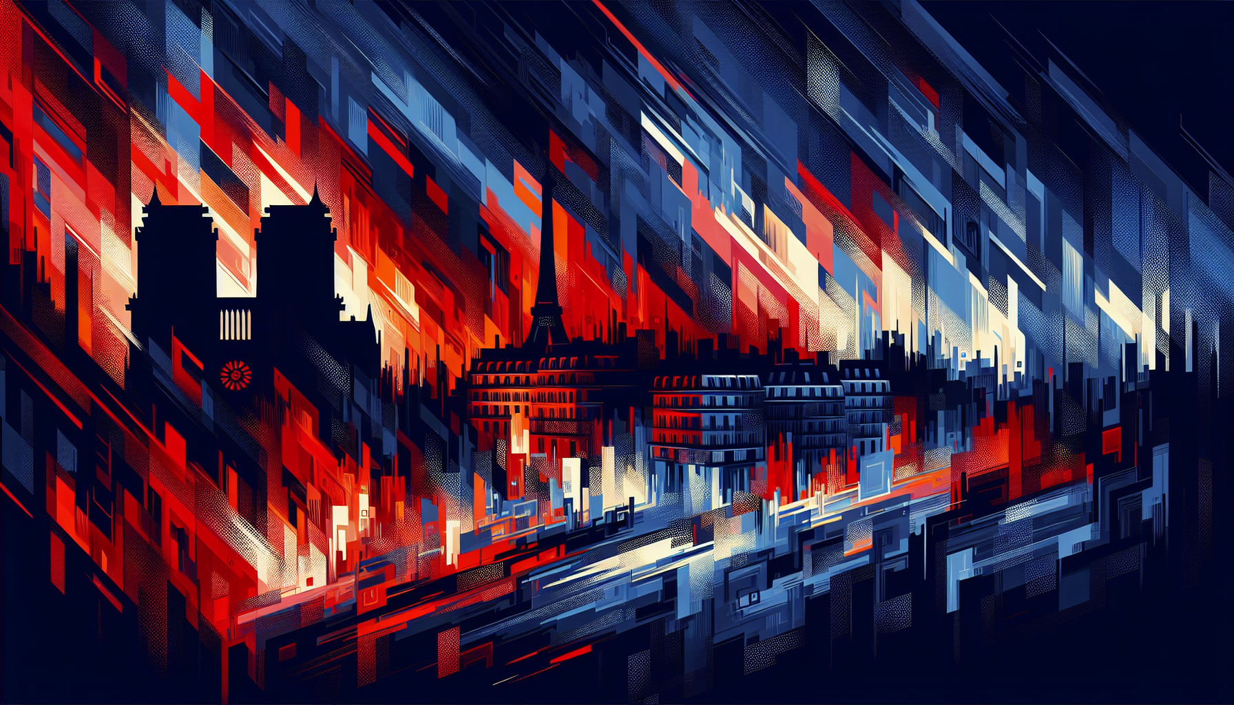 Abstract artwork reflecting today's tense mood