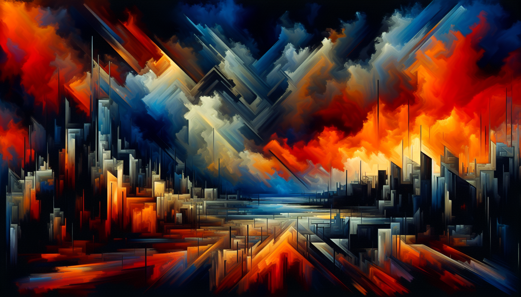 Abstract artwork reflecting today's tense mood