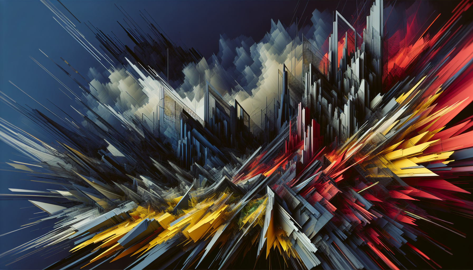 Abstract artwork reflecting today's tense mood