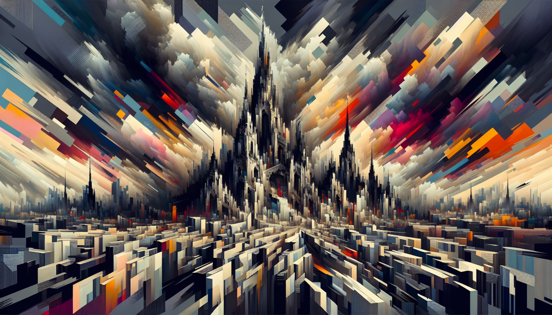 Abstract artwork reflecting today's tense mood