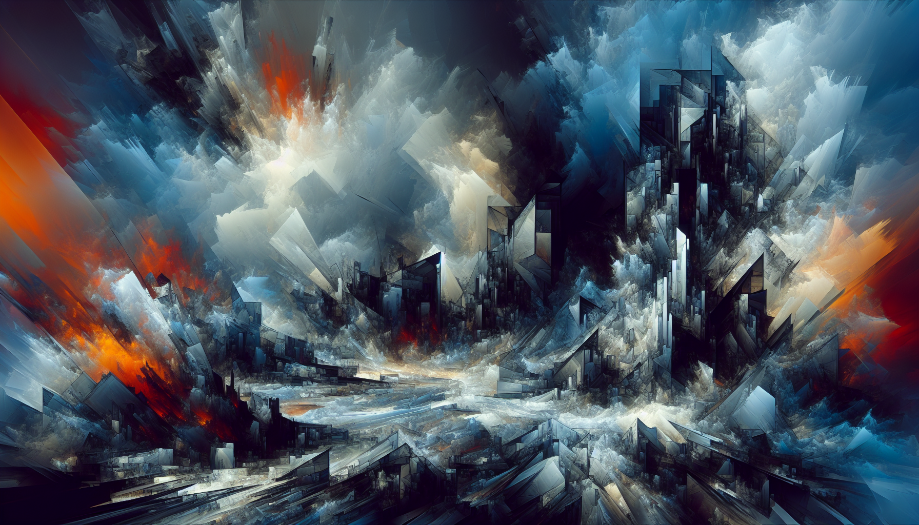 Abstract artwork reflecting today's tense mood