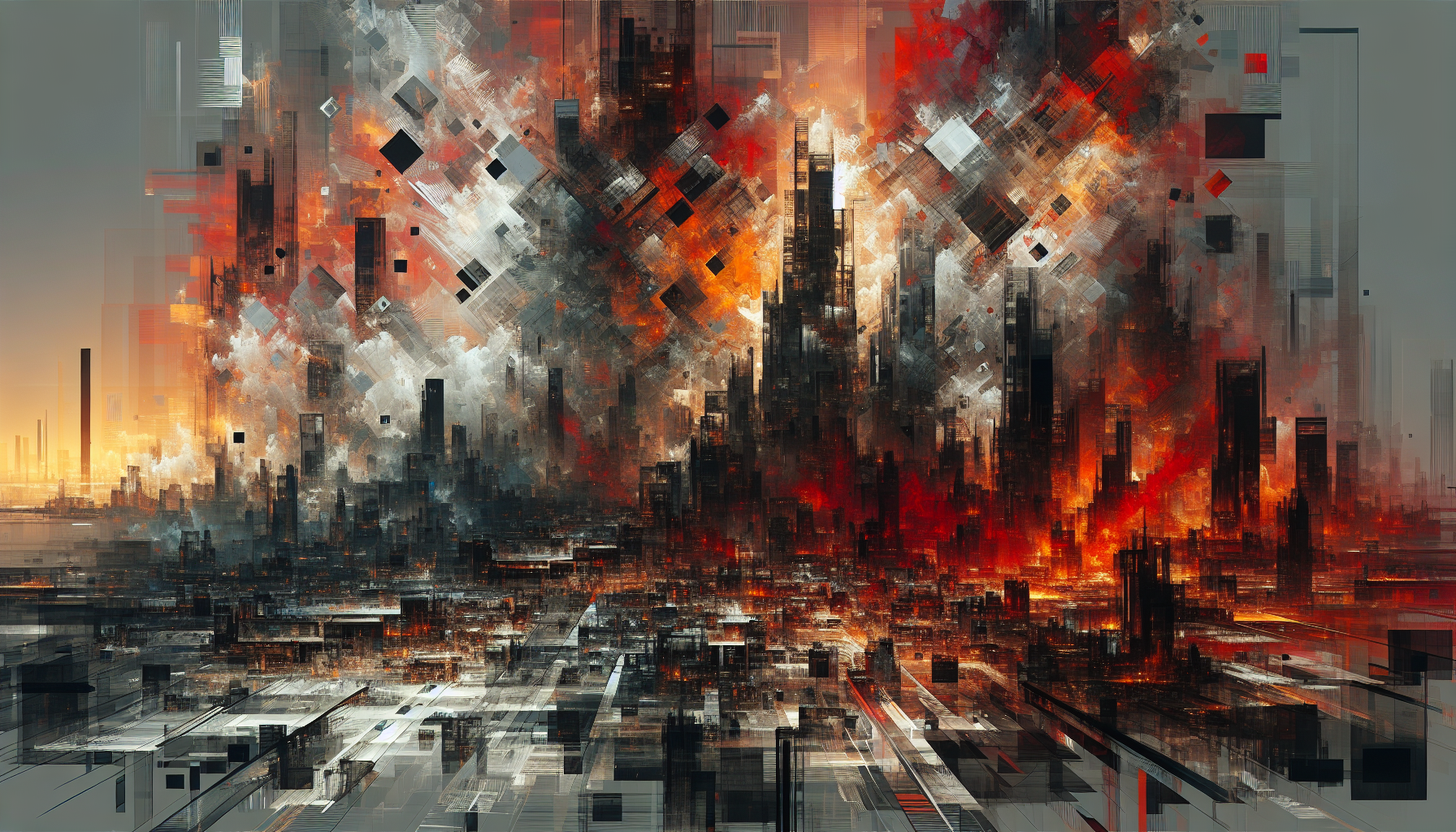 Abstract artwork reflecting today's tense mood