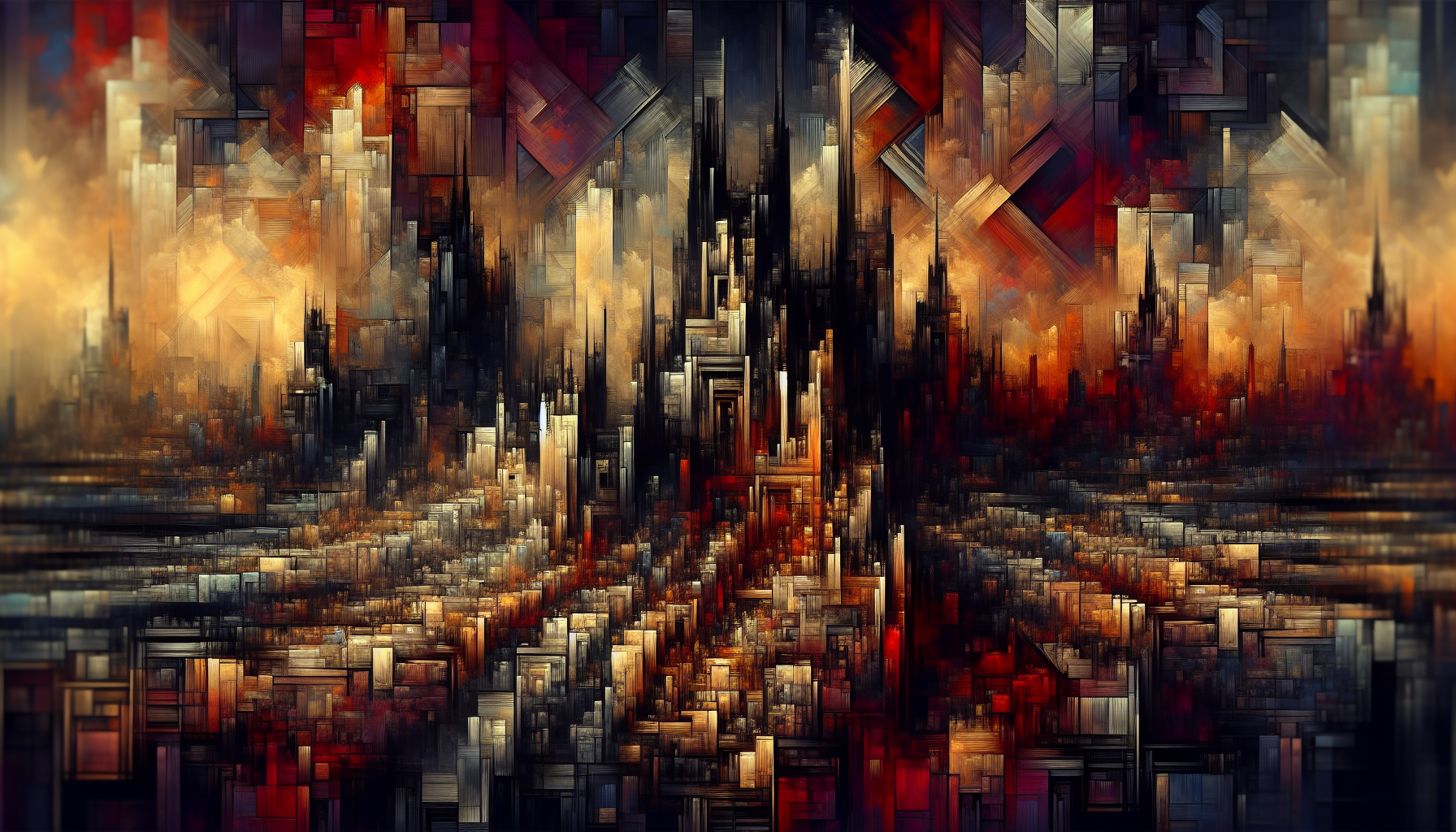 Abstract artwork reflecting today's tense mood