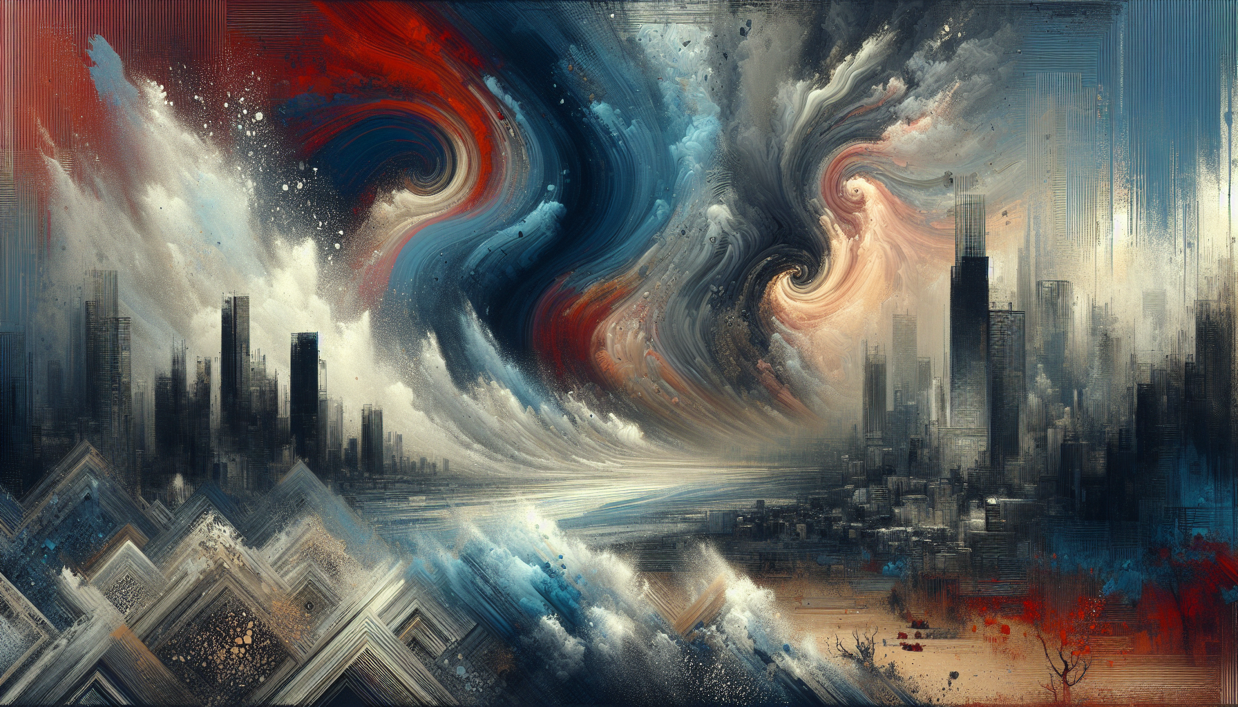 Abstract artwork reflecting today's tense mood